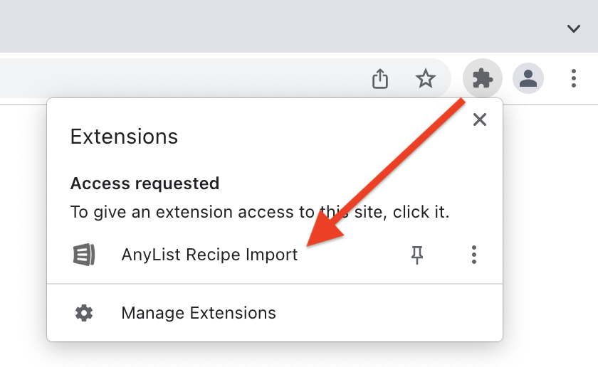 Manage your extensions using the extensions button in the toolbar